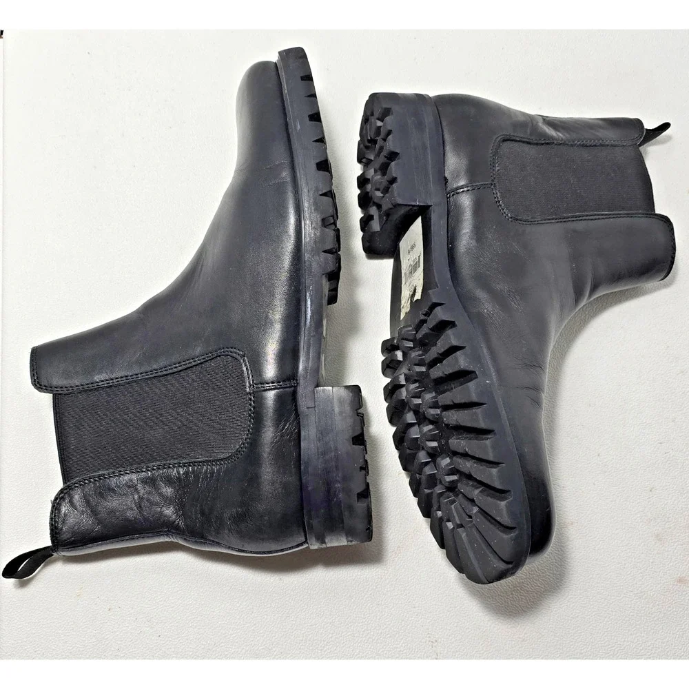 Saks Fifth Avenue BARI Black Leather Round Toe Boots Men’s Size 8 M